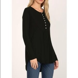 NWT Waffle Henley Top SMALL BLACK